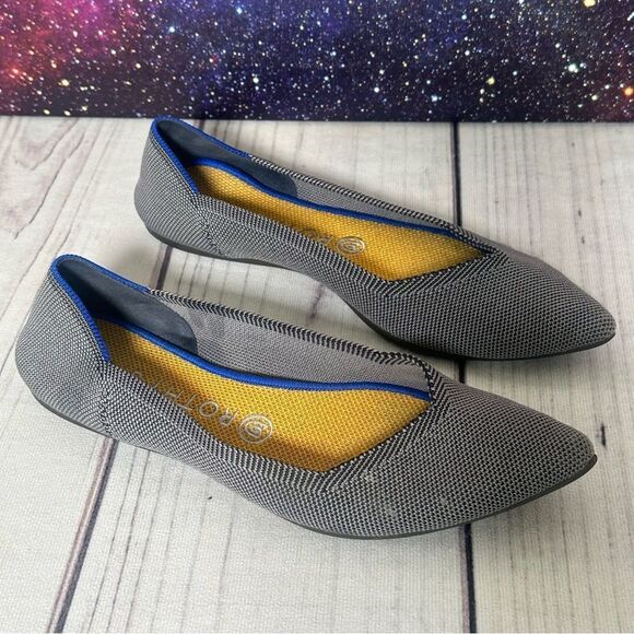 ROTHY'S The Point Flats Birdseye Knit Comfort Casual Fashion Shoes Women's Sz 9 - Picture 1 of 12